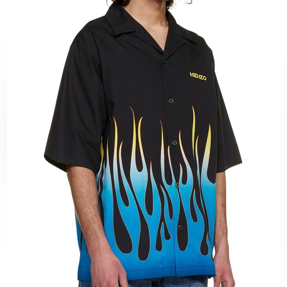 🔥🔥Kenzo Oversized Flame Printed Buttoned Down Bowling Shirt - Picture 5 of 8
